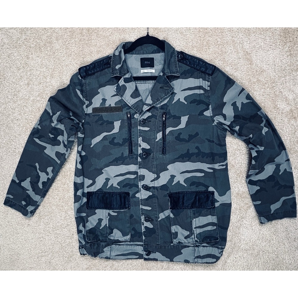 BDG Urban Outfitters Camo Military Jacket Coat Blue Grey Large